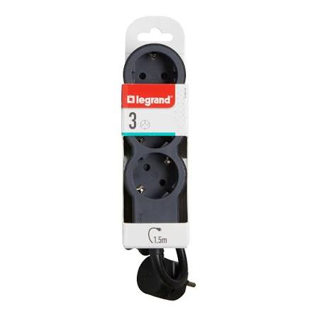 694550 MULTI OUTLET 3X2P +E 1.5M CABLE BLACK