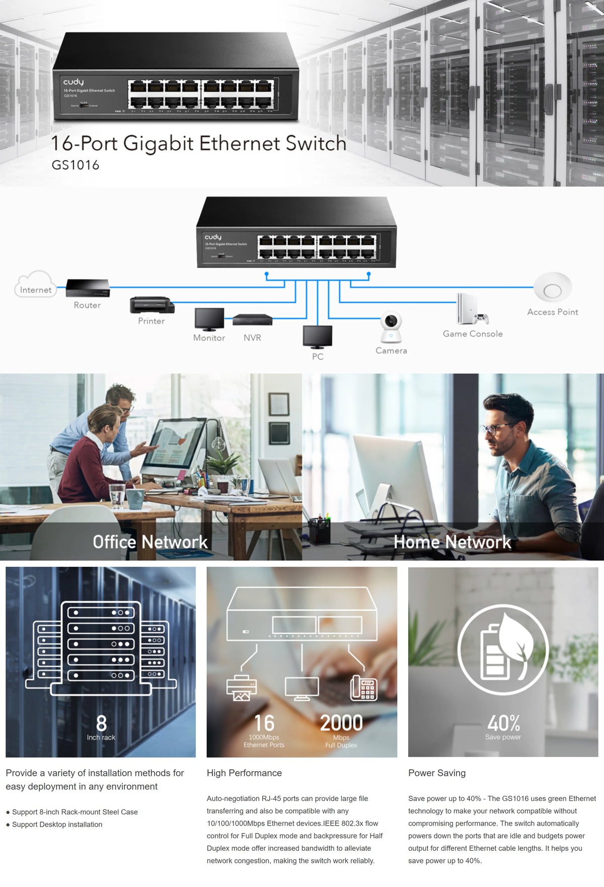 16-PORT GIGABIT ETHERNET SWITCH 
