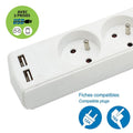 RALLONGE FAMATEL 3 MODULE AVEC 2USB + CABLE AVEC PRISE